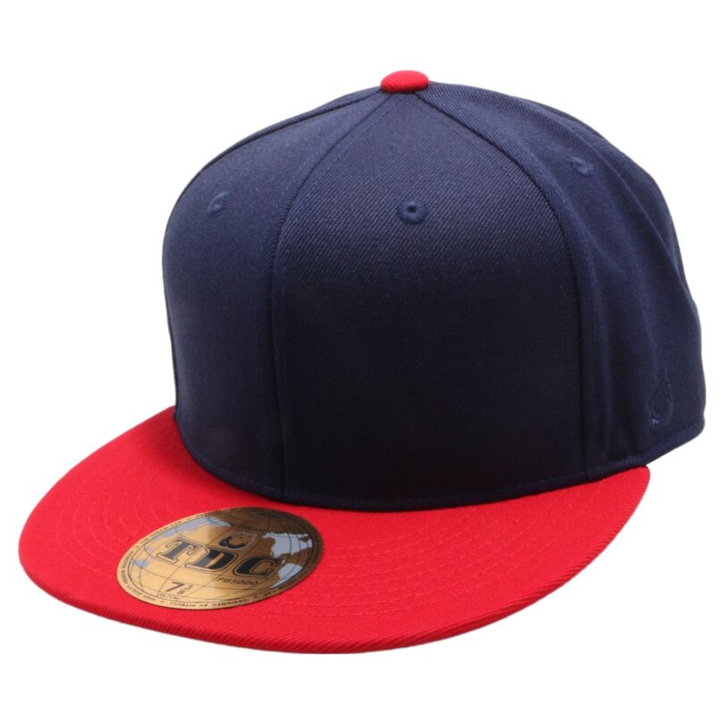 PB5000 TDC PitBull On-Field Wool Blend Flat Fitted Hats [Navy/Red]