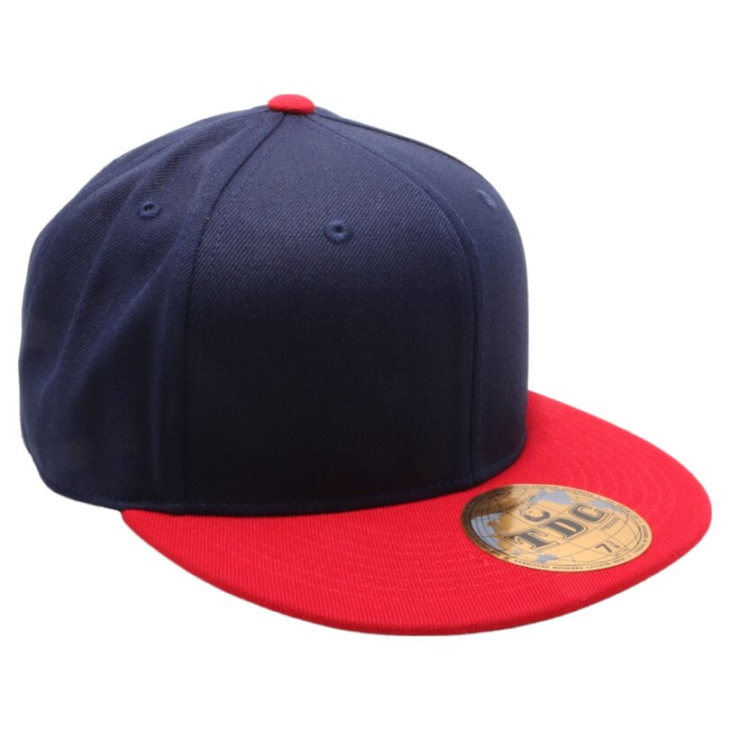 PB5000 TDC PitBull On-Field Wool Blend Flat Fitted Hats [Navy/Red]