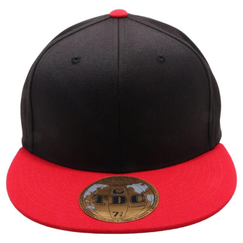PB5000 TDC PitBull On-Field Wool Blend Flat Fitted Hats [Black/Red]