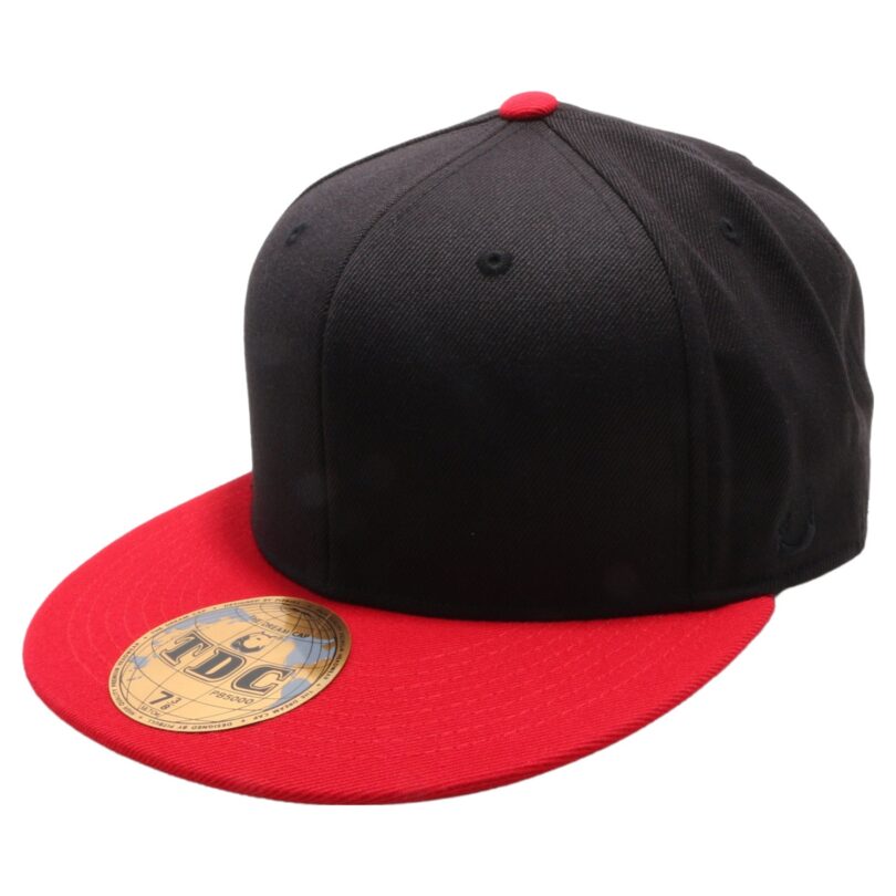 PB5000 TDC PitBull On-Field Wool Blend Flat Fitted Hats [Black/Red]