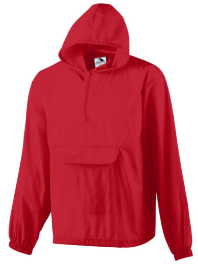 Hooded Nylon Half Zip Pullover Pouch Jacket