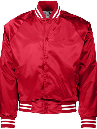 Unisex Striped Trim Satin Baseball Jacket