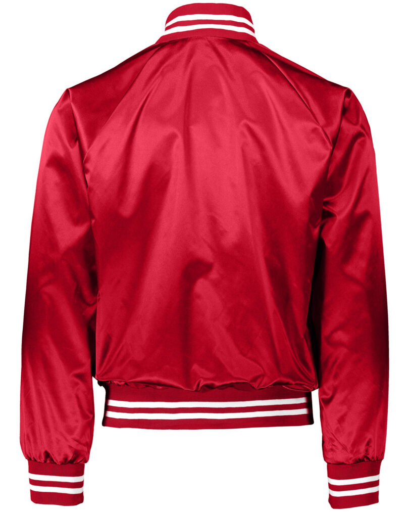 Unisex Striped Trim Satin Baseball Jacket - Image 2