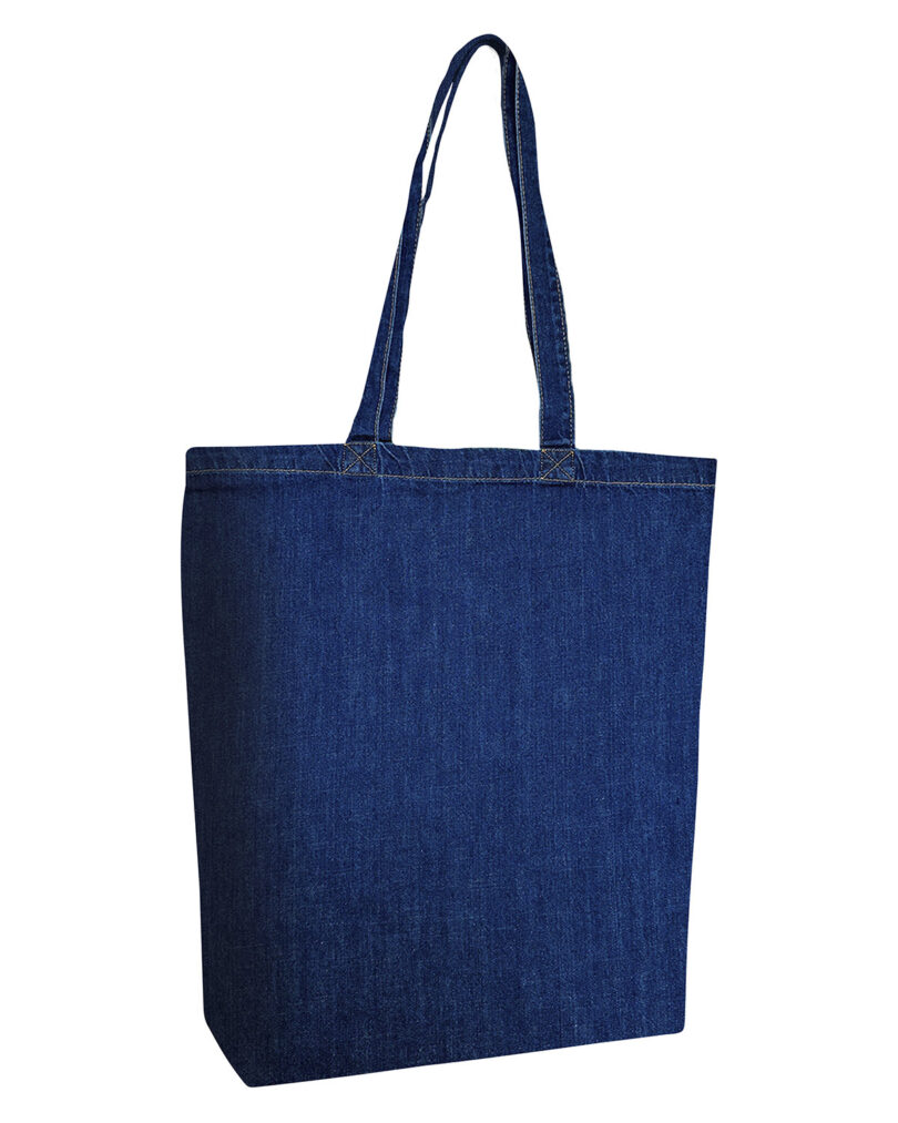 Cotton Denim Gusseted Tote Bag