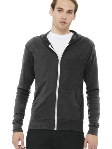 BELLA+CANVAS  ®  Unisex Triblend Full-Zip Lightweight Hoodie. BC3939