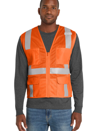 CornerStone  ®  ANSI 107 Class 2 Mesh Six-Pocket Zippered Vest. CSV104