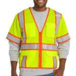 CornerStone  ®  ANSI 107 Class 3 Surveyor Mesh Zippered Two-Tone Short Sleeve Vest. CSV106