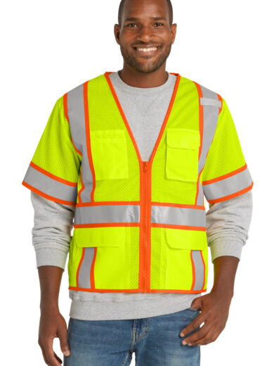 CornerStone  ®  ANSI 107 Class 3 Surveyor Mesh Zippered Two-Tone Short Sleeve Vest. CSV106