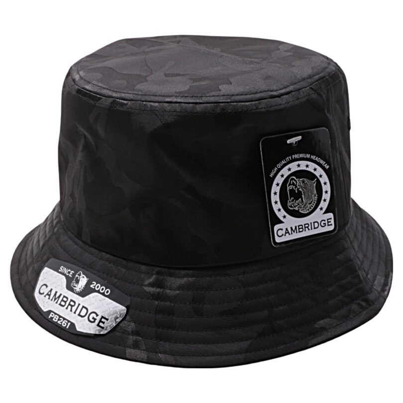 Black PB261 Pit Bull Cambridge Shiny Camouflage High Quality Bucket Hats
