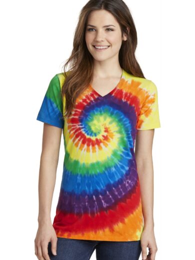 Port & Company ®  Women's Tie-Dye V-Neck Tee.  LPC147V