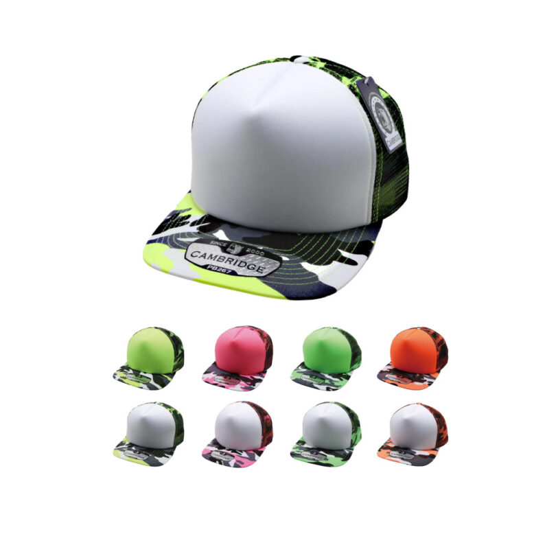 PB267 Neon Camo Sponge Trucker