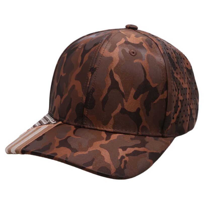 PB270 Shiny Camo Perforated US Flag Embroidery on visor