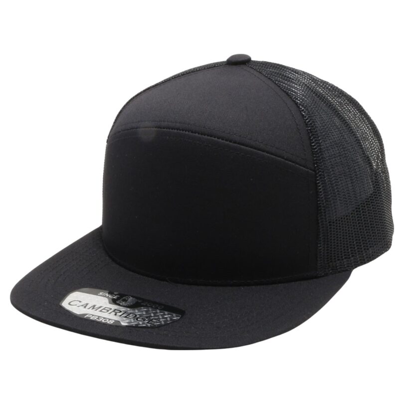 PB308 Pitbull Cambridge 6 Panel Camper Mesh Back Snapback [Black/Black]