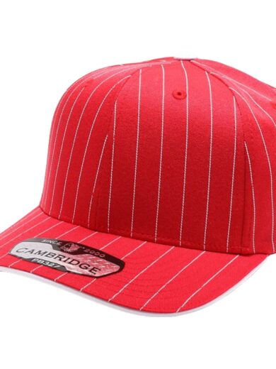 PB327 6-Panel Pinstripe Snapback Hat (Red/White)
