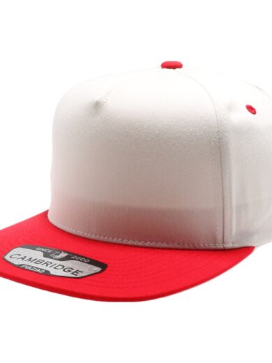 PB292 Two Tone 5-Panel Snapback Hat (Cream/Red)
