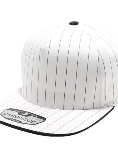 PB328 5-Panel Pinstripe Snapback Hat (White/Black)