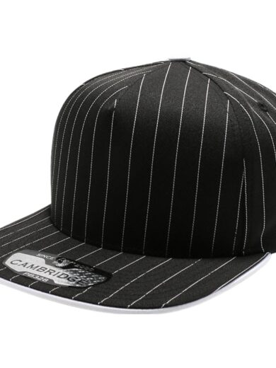 PB328 5-Panel Pinstripe Snapback Hat (Black/White)