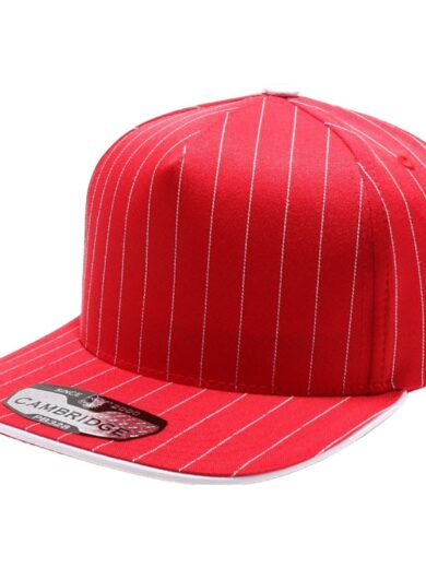 PB328 5-Panel Pinstripe Snapback Hat (Red/White)