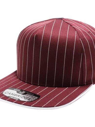 PB328 5-Panel Pinstripe Snapback Hat (Burgundy/White)