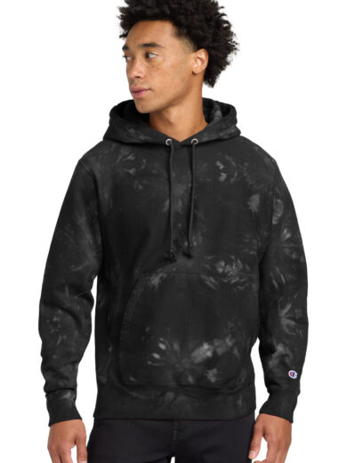 Champion  ®  Reverse Weave  ®  Scrunch-Dye Tie-Dye Hooded Sweatshirt. TDS101
