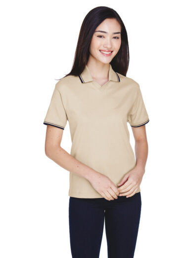 Ladies' Tipped Perfect Pima Interlock Polo