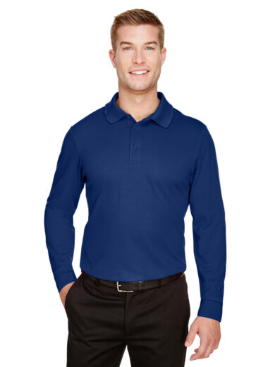 CrownLux Performance  Men's Plaited Long Sleeve Polo