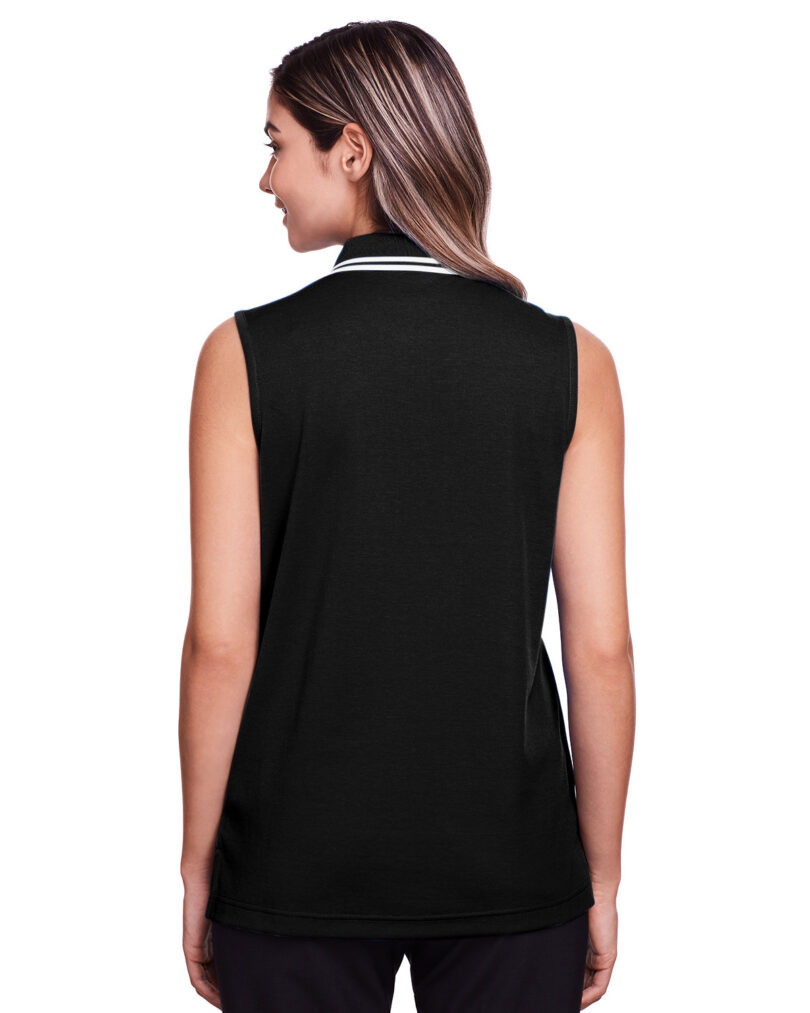 CrownLux Performance  Ladies' Plaited Tipped Sleeveless Polo - Image 2