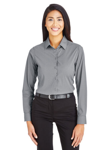 CrownLux Performance  Ladies' Tonal Mini Check Woven Shirt