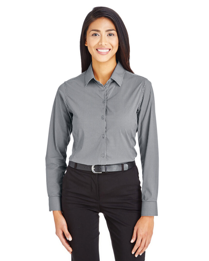 CrownLux Performance  Ladies' Tonal Mini Check Woven Shirt