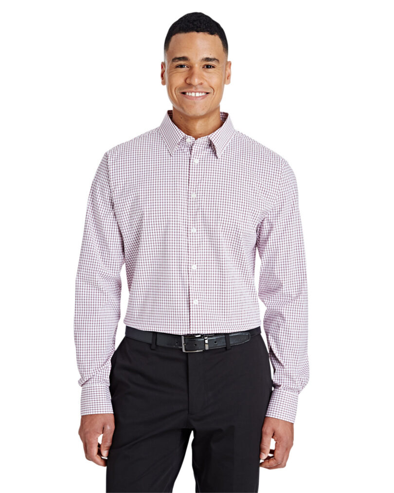 CrownLux Performance  Men's Micro Windowpane Woven Shirt