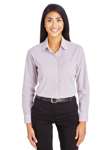 CrownLux Performance  Ladies' Micro Windowpane Woven Shirt