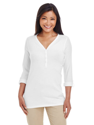 Ladies' Perfect Fit  Y-Placket Convertible Sleeve Knit Top