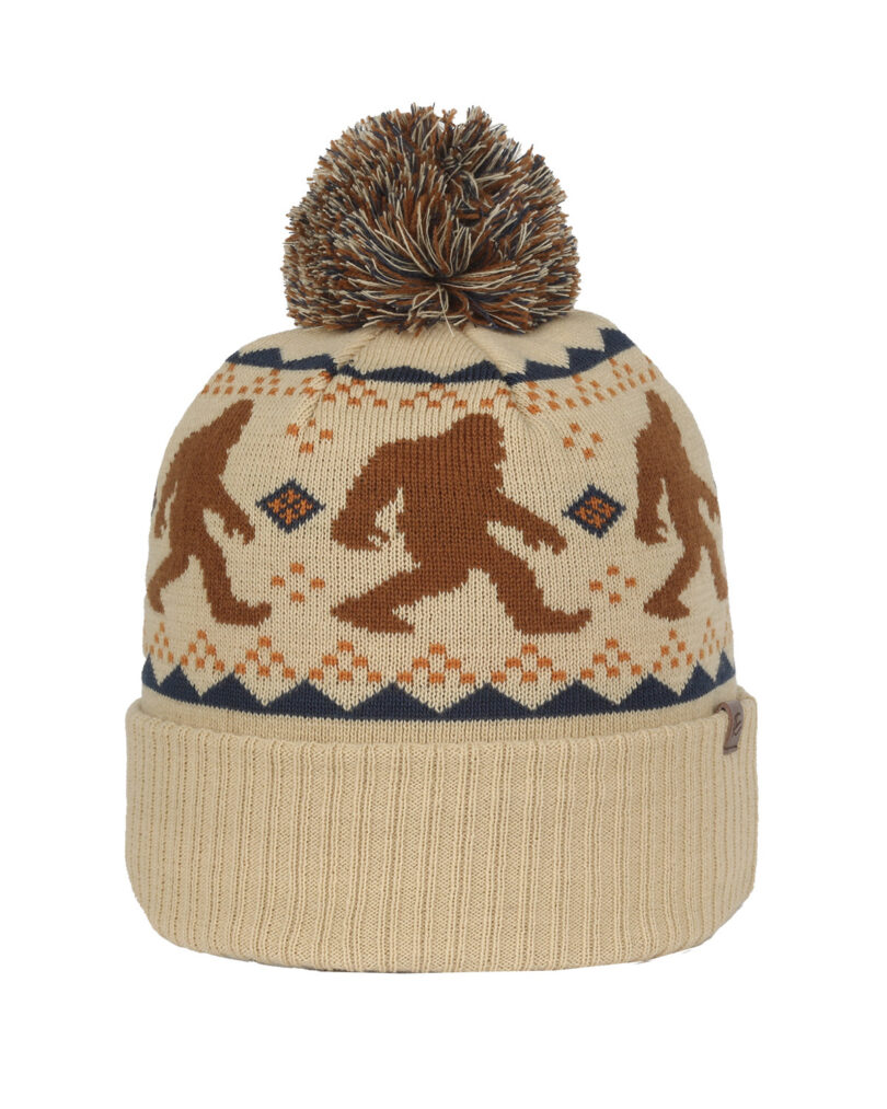 Knit Printed Watch Cap with Pom