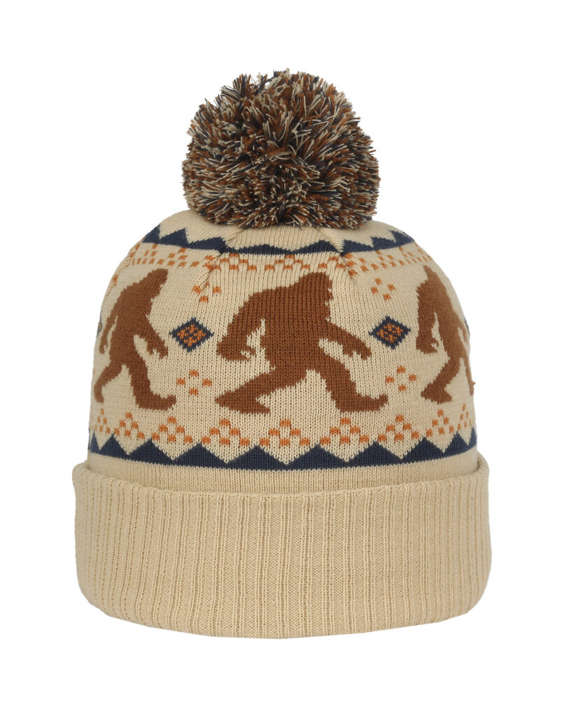 Knit Printed Watch Cap with Pom - Image 2