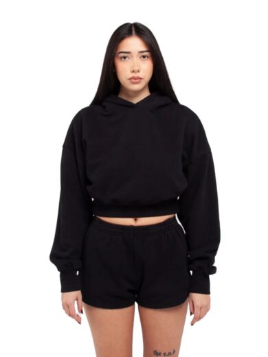 Ladies' Garment Dye Crop Hooded Sweatshirt