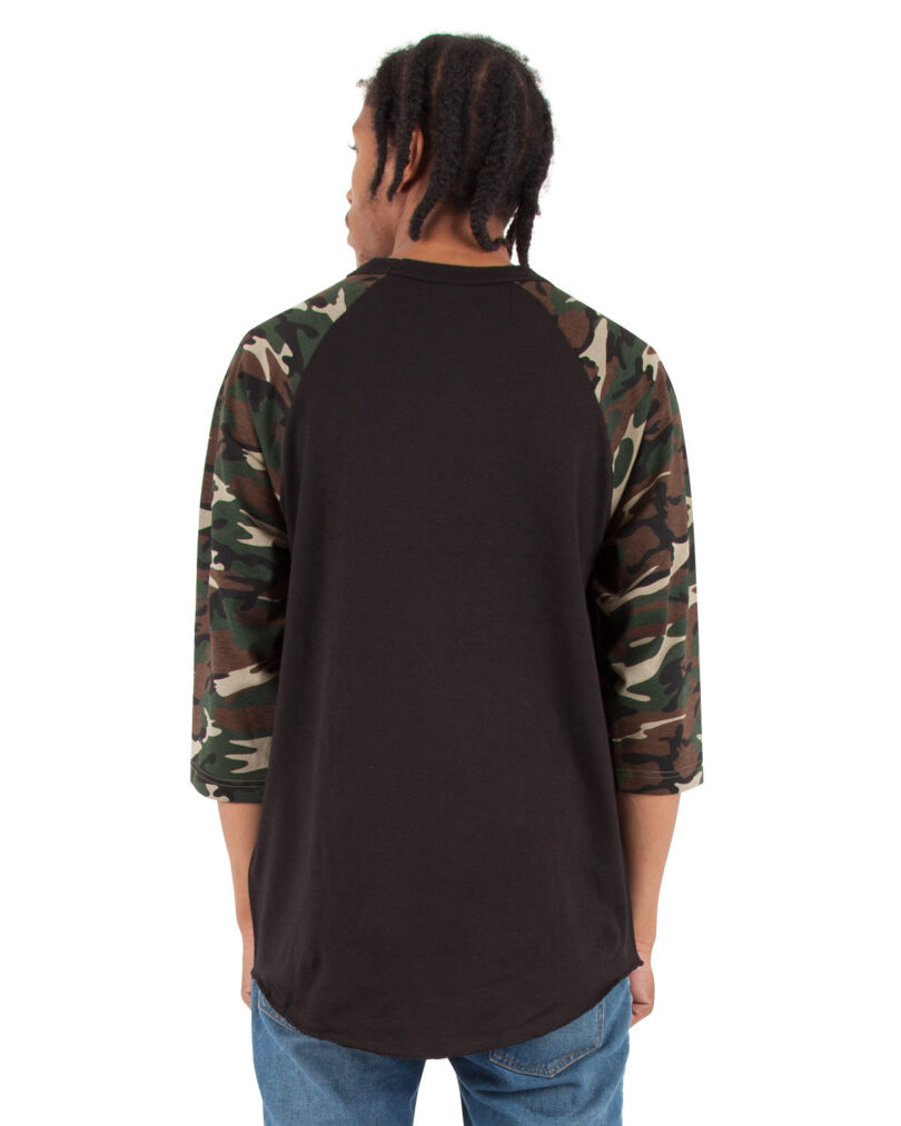 Adult Three-Quarter Sleeve Camo Raglan T-Shirt - Image 2