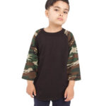 Youth Three-Quarter Sleeve Camo Raglan T-Shirt