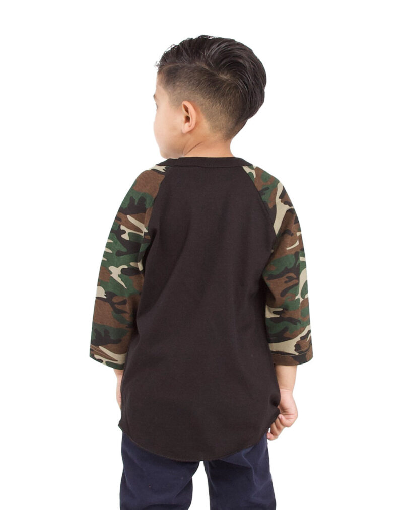 Youth Three-Quarter Sleeve Camo Raglan T-Shirt - Image 2