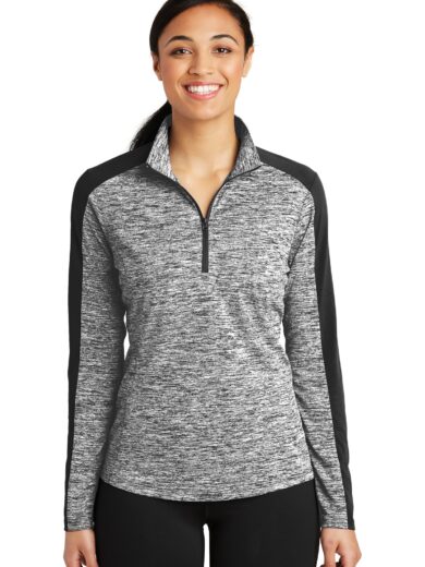 Sport-Tek ®  Women's PosiCharge ®  Electric Heather Colorblock 1/4-Zip Pullover. LST397