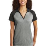 Sport-Tek  ®  Women's PosiCharge  ®  RacerMesh  ®  Raglan Heather Block Polo. LST641