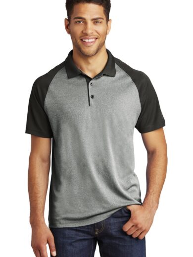 Sport-Tek  ®  PosiCharge  ®  RacerMesh  ®  Raglan Heather Block Polo. ST641