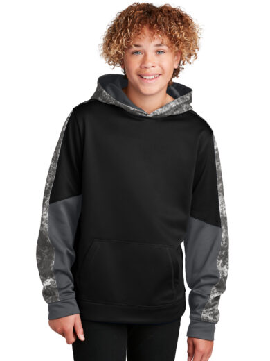 Sport-Tek ®  Youth Sport-Wick ®  Mineral Freeze Fleece Colorblock Hooded Pullover. YST231