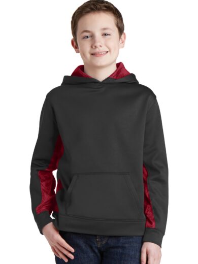 Sport-Tek ®  Youth Sport-Wick ®  CamoHex Fleece Colorblock Hooded Pullover.  YST239